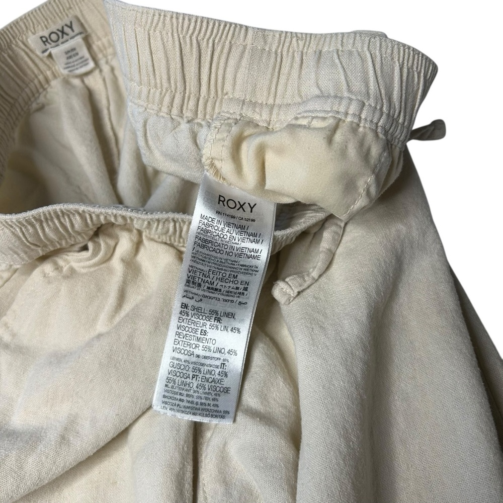 Roxy Linen Blend Pull On Pants Cream Wide Leg Beach Coastal Women’s Small - Picture 9 of 15